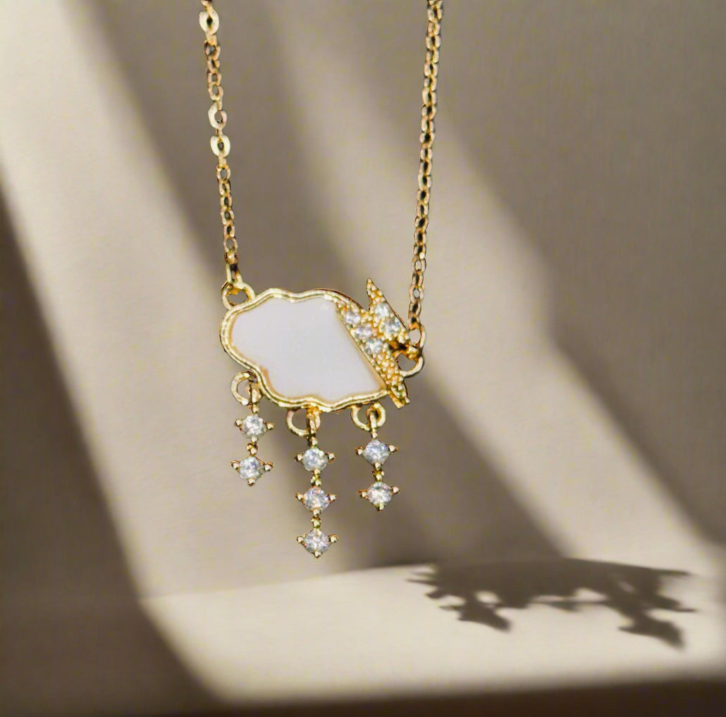 Golden Clouds & Lightning Necklace