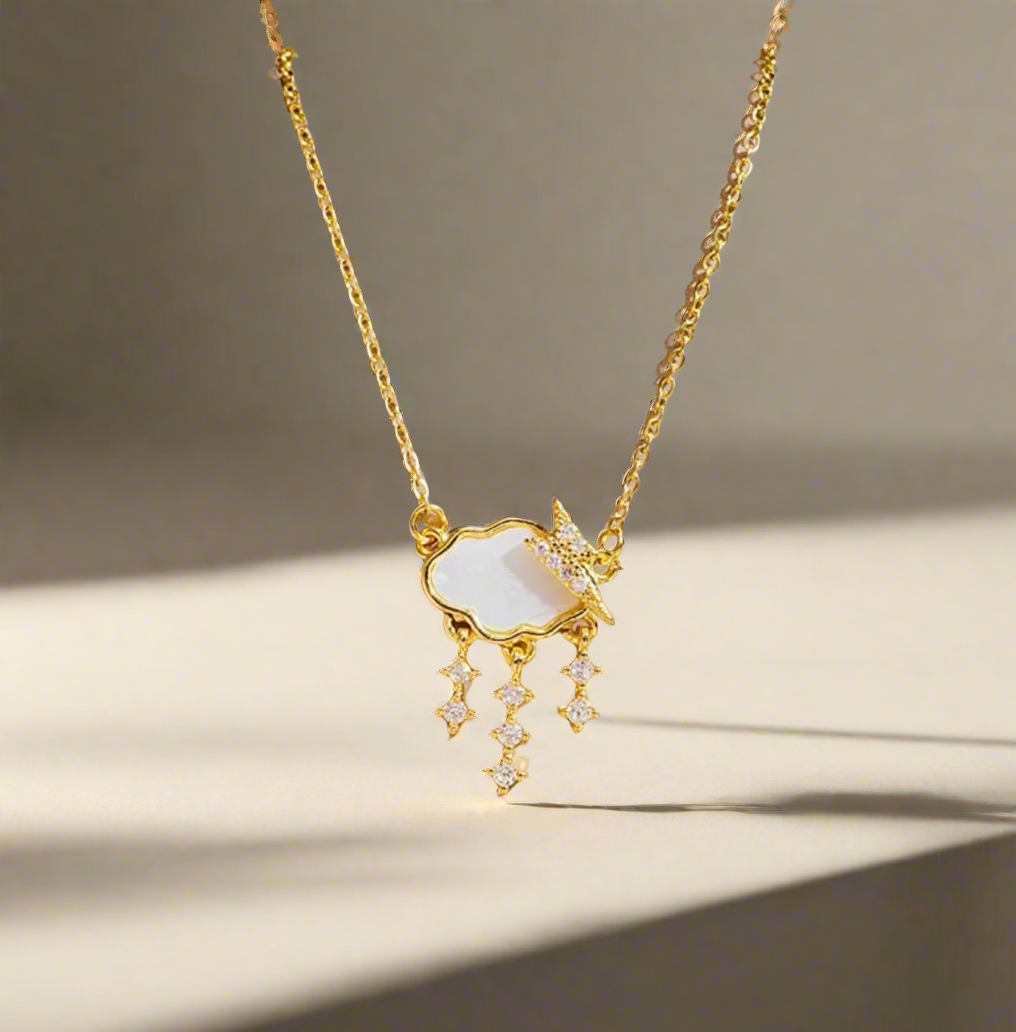 Golden Clouds & Lightning Necklace