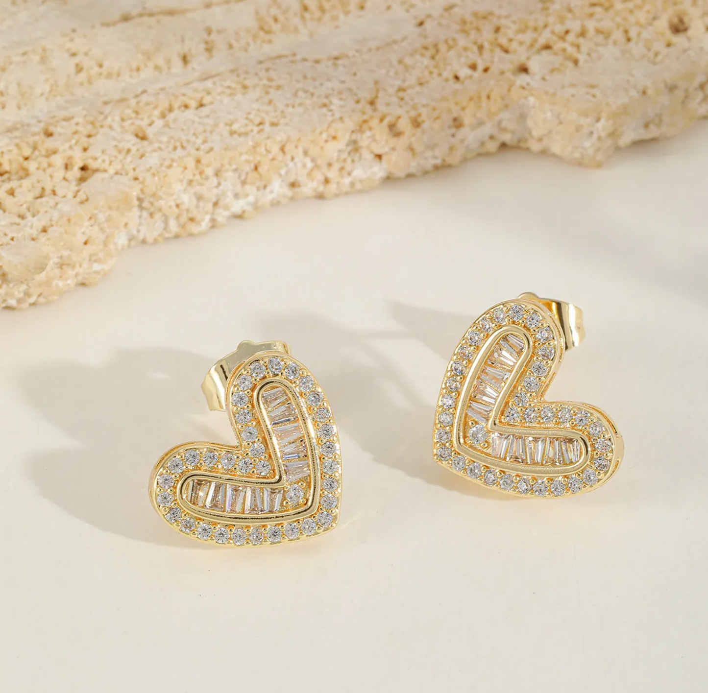 Elegant Heart Stud Earrings