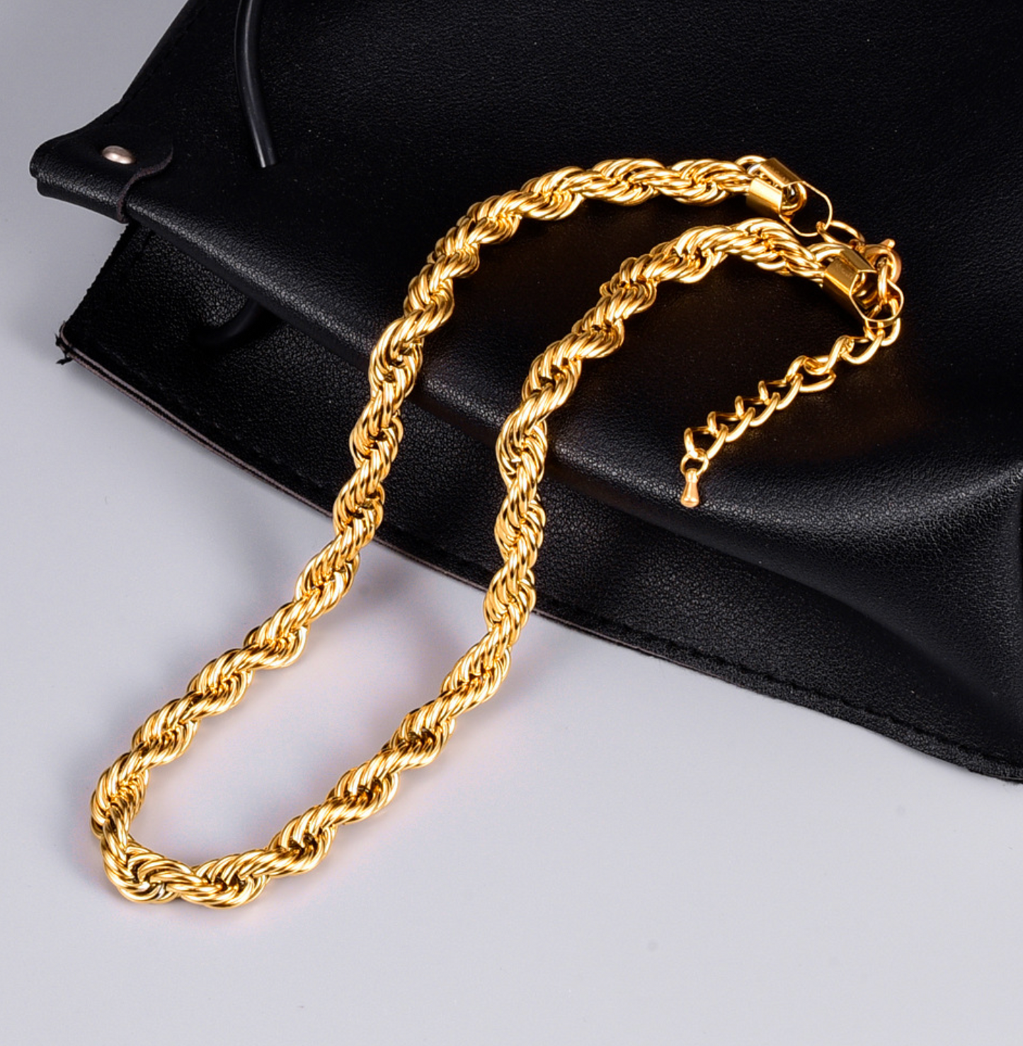 Titanium Steel 18K Gold Plated Plating Necklace Twisted Rope Chain