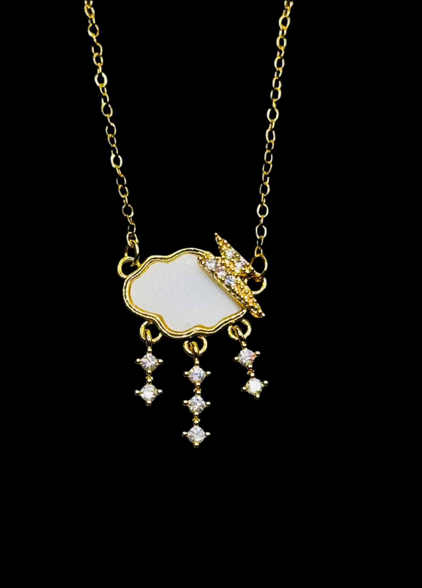 Golden Clouds & Lightning Necklace