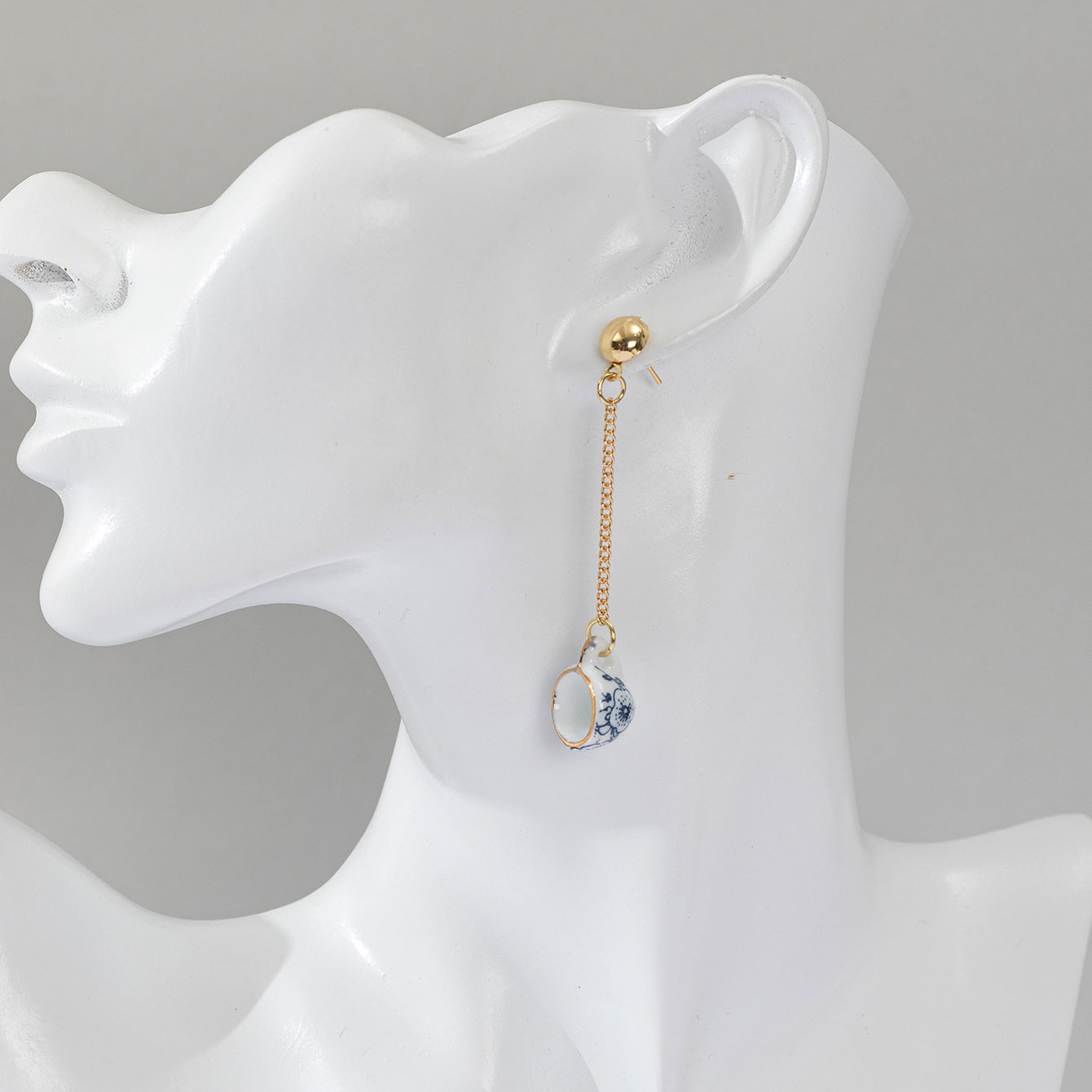 Chinoiserie Bowl Ceramic Drop Earrings
