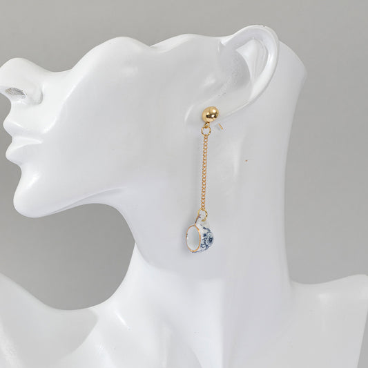 Chinoiserie Bowl Ceramic Drop Earrings