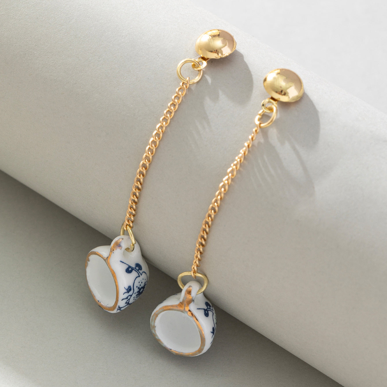 Chinoiserie Bowl Ceramic Drop Earrings