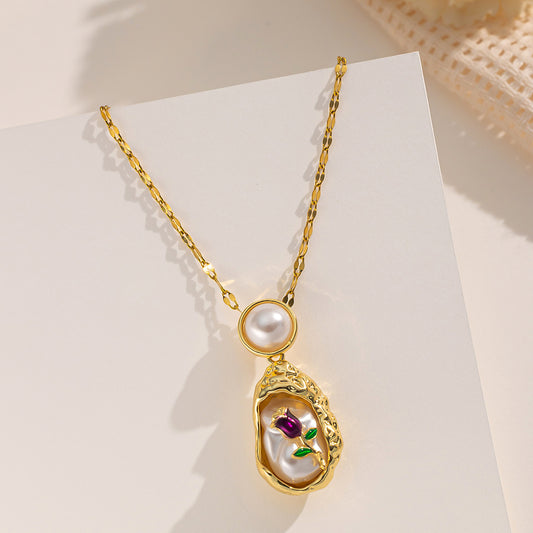 Elegant Irregular Flower Pendant Necklace