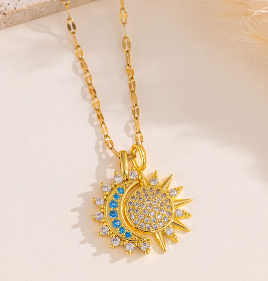 Elegant Sun & Moon Pendant Necklace