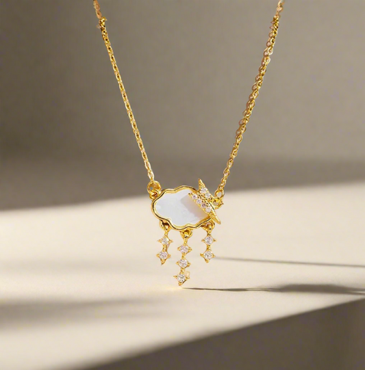 Golden Clouds & Lightning Necklace
