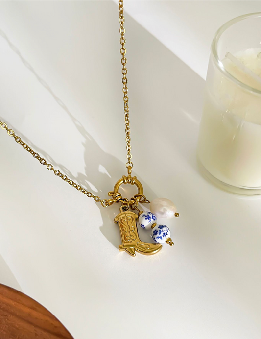 Vintage Boots Pendant Necklace – 316L Stainless Steel, Retro Style