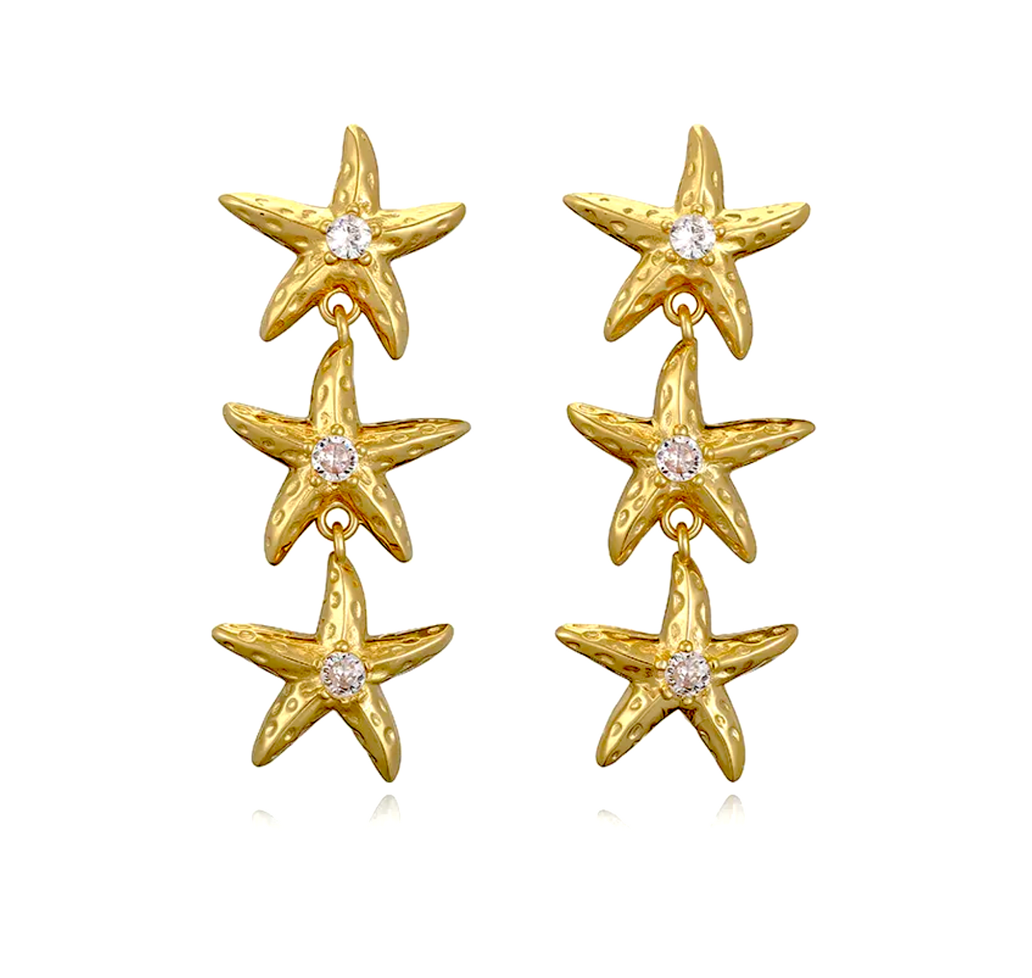 Golden Starfish Pearl Stud Earrings