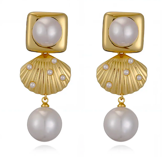 Elegant Pearl Shell Tassel Earrings