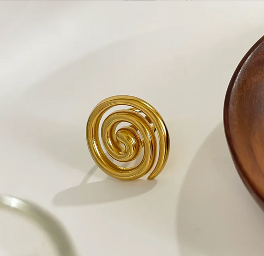 Rotating Retro Geometric Open Ring