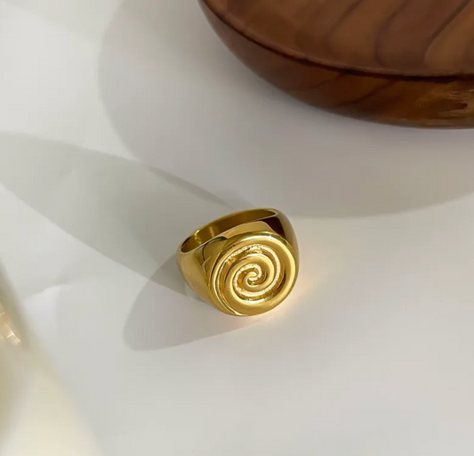 Vortex Retro Geometric Open Ring